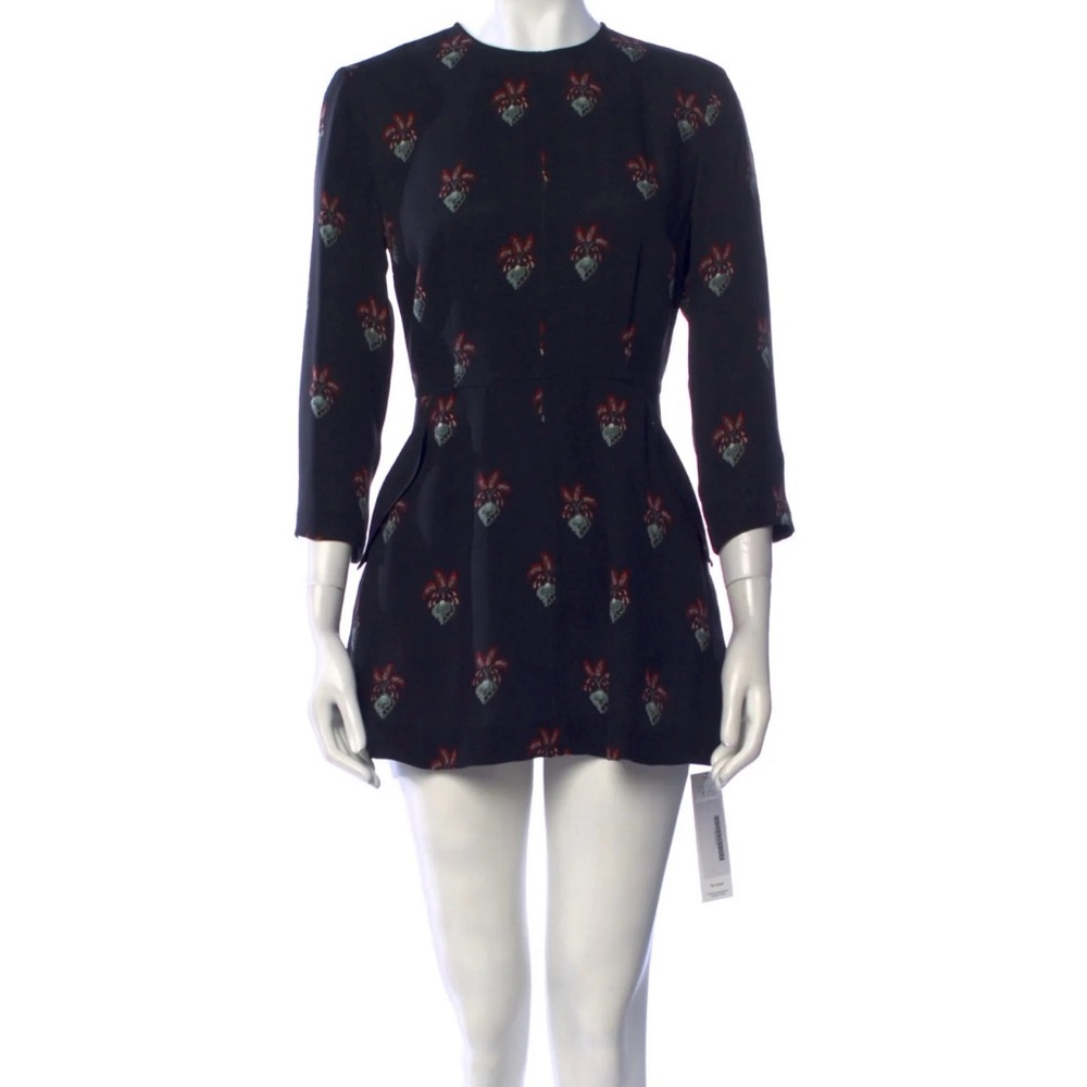 A.L.C. Terry Silk Mini Dress Women’s Size 6 Pockets Fleur De Lis